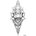 Autoadesivo per tatuaggi temporanei di loto geometrico nero impermeabile per braccio - MZ049