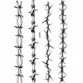 Black barbed wire temporary tattoo stickers featuring four unique thorny vine line art styles for body art. - HL021