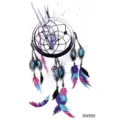 Autocollant de tatouage temporaire attrape-rêves aquarelle coloré pour les mains et le cou. - SW555 / 9.8x5.8cm