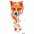Adesivo temporaneo per tatuaggio volpe acquerello arte corporea animale per braccio gamba - Stile Volpe Acquerello (NZ1081) / 19.8x9.6CM