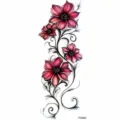 Temporary tattoo sticker featuring red flowers and black vines for hand or leg decor. - Red Floral Vine Style (FO262) / 15x7CM