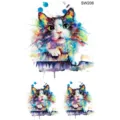 Adesivo per tatuaggio temporaneo gatto acquerello design d arte animale colorato - SW206 Gatti Ad Acquerello / 9.8x5.8cm