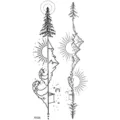 Minimalist mountain forest temporary tattoo sticker, geometric nature design for body art. - FO328