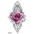 Autocollant de tatouage temporaire rose coloré, idéal pour l art corporel des mains et cou. - SW556 / 9.8x5.8cm