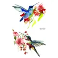 Watercolor hummingbird temporary tattoo sticker for arm neck body art fashion design. - Hummingbird Pattern (SW490) / 9.8x5.8cm