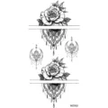 Adesivo per tatuaggio temporaneo con rose nere mandala e motivi di luna per il corpo. - MZ052