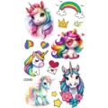 Bonitos tatuajes temporales de unicornio arcoíris para niños, pegatinas coloridas. - Patrón CD080 / 12x6.8cm