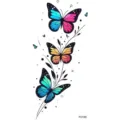 Colorful gradient butterfly temporary tattoo sticker, vibrant floral vine body art design. - Colorful Gradient Butterfly Style (FO150) / 15x7CM