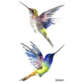 Watercolor hummingbird temporary tattoo stickers set, vibrant flash body art for arm hand. - Hummingbird Pattern (SW491) / 9.8x5.8cm