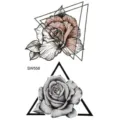 Kit de tatouage temporaire géométrique rose, motif floral noir et rose pour corps. - SW558 / 9.8x5.8cm