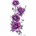 Purple rose temporary tattoo sticker, realistic floral body art design for arm leg. - Purple Rose Illustration Style (FO126) / 15x7CM