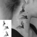 Halloween temporary tattoo sticker, black bat and star design for neck, waterproof body art. - HL011 / 12x8cm