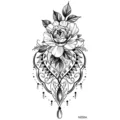 Adesivo per tatuaggio temporaneo con elegante rosa e un ciondolo ornamentale per il corpo. - MZ054