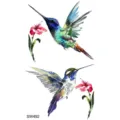 Watercolor hummingbird temporary tattoo sticker for arm, hand and body art decoration. - Hummingbird Pattern (SW492) / 9.8x5.8cm