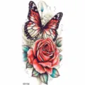 Butterfly rose temporary tattoo sticker body art waterproof fake arm tattoo sticker - Colorful Butterfly Rose Style (NZ1152) / 19.8x9.6CM
