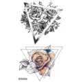 Feuille de tatouage temporaire rose géométrique, design d'art corporel floral élégant. - SW559 / 9.8x5.8cm