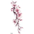 Temporary tattoo sticker featuring elegant pink cherry blossom branch design, perfect for body art. - Pink Cherry Blossom Style (FO493) / 15x7CM