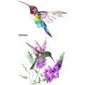 Watercolor hummingbird temporary tattoo sticker body art floral design waterproof sticker - Hummingbird Pattern (SW493) / 9.8x5.8cm