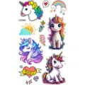 Pegatina de tatuaje temporal de unicornio de dibujos animados lindo arco iris arte - Patrón CD084 / 12x6.8cm
