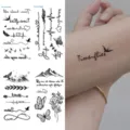 Set di tatuaggi temporanei impermeabili neri con raffinata line art e motivi di animali. - HS006 / 9.8x5.8cm