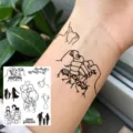 Adesivo tatuaggio temporaneo con disegno famiglia per polso e mano, stile minimalista. - HM029 / 10x8cm