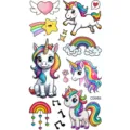 Hoja de pegatinas de tatuaje temporal de unicornio de dibujos animados para niños y brazos. - Patrón CD085 / 12x6.8cm