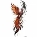 Temporary Phoenix Tattoo Sticker Waterproof Body Art Elegant Watercolor Bird Art Design - Ink Flame Phoenix Style (FO276) / 15x7CM