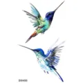 Watercolor hummingbird temporary tattoo sticker body art design colorful bird style fashion - Hummingbird Pattern (SW495) / 9.8x5.8cm