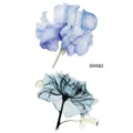 Autocollant de tatouage temporaire de fleur bleue, art corporel floral aquarelle et aux rayons X. - SW562 / 9.8x5.8cm