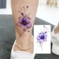 Bellissimo adesivo per tatuaggio temporaneo con fiore viola per caviglia body art. - HS051