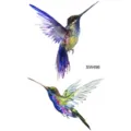 Waterproof watercolor hummingbird temporary tattoo sticker body art design for arm and hand. - Hummingbird Pattern (SW496) / 9.8x5.8cm