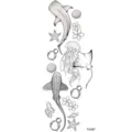 Marine animal temporary tattoo sticker ins style black line art waterproof body art decal - FO487
