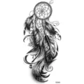 Dreamcatcher feather temporary tattoo sticker, black and white body art design for skin. - Dream Catcher Feather Style (FO340) / 15x7CM