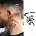 Adesivo tatuaggio temporaneo gotico falce memento mori impermeabile arte corporea - HM032 / 10x8cm