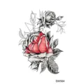 Tatouage temporaire géométrique rose colorée, art corporel floral élégant pour cou. - SW564 / 9.8x5.8cm
