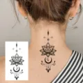 Autocollant de tatouage temporaire lune lotus pour le cou art corporel étanche chic - HS053