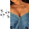 Botanical leaf branch temporary tattoo sticker waterproof body art sticker for women teens. - HA088 / 8x8cm