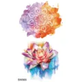 Autocollant de tatouage temporaire floral aquarelle coloré mandala lotus pour main cou - SW565 / 9.8x5.8cm