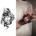 Water transfer temporary tattoo sticker featuring snake Medusa design for Halloween. - HL060 / 12x8cm