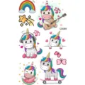 Bonitas hojas de tatuajes temporales de unicornio de dibujos animados para niños arte corporal - Patrón CD089 / 12x6.8cm