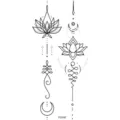 Lotus crescent unalome temporary tattoo sticker minimalist black line art body art - FO197