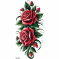 Red rose tattoo sticker variant featuring vibrant floral botanical design for arm body art. - Detailed Red Rose Style (NZ1267) / 19.8x9.6CM