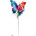 Watercolor butterfly rose temporary tattoo sticker for hand wrist leg body art fashion decor. - Watercolor Butterfly Rose Style (FO455) / 15x7CM
