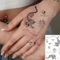 Chicano tiger and flower temporary tattoo sticker for hand finger body art transfer. - HS027 / 9.8x5.8cm