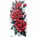 Classic red rose tattoo sticker with vibrant floral design for arm body art decor. - Realistic Red Rose Vine Style (NZ1268) / 19.8x9.6CM