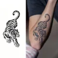 Temporary tiger tattoo sticker waterproof body art transfer design for Halloween party decor. - HL070 / 12x8cm