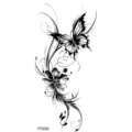 Black Butterfly Flower Temporary Tattoo Sticker Body Art Waterproof Fake Tattoo Sk - FO022