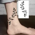 Autocollant de tatouage temporaire vigne de feuille pour cheville, art corporel noir. - HS055