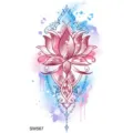 Autocollant de tatouage temporaire lotus coloré pour mains et cou, art corporel. - SW567 / 9.8x5.8cm