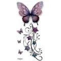 Temporary tattoo sticker featuring elegant gradient purple butterfly and sparkling star vine design. - Dreamy Starlight Butterfly Style (FO041) / 15x7CM